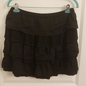MK black tiered mini skirt with chain detail